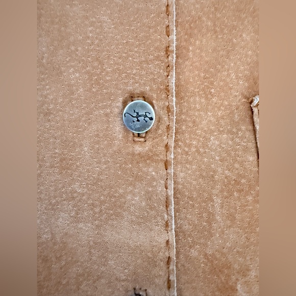 Vintage Chicos Leather Fringe Jacket Tan Size 2/Large - Picture 3 of 7